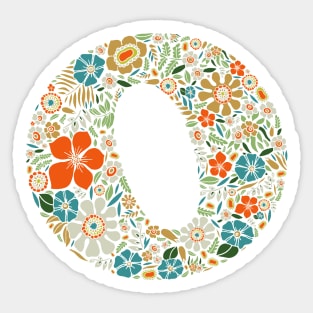 Hippie Floral Letter O Sticker